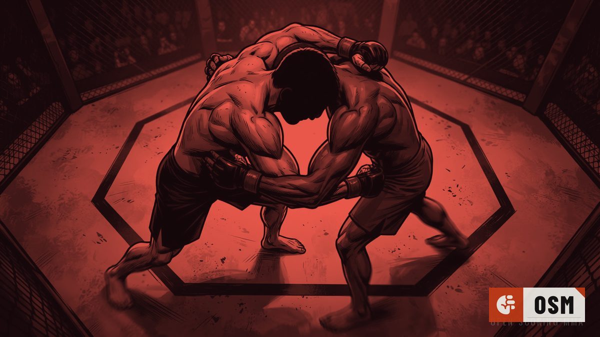 Illustration: two fighters in a tense face-off, chests almost touching